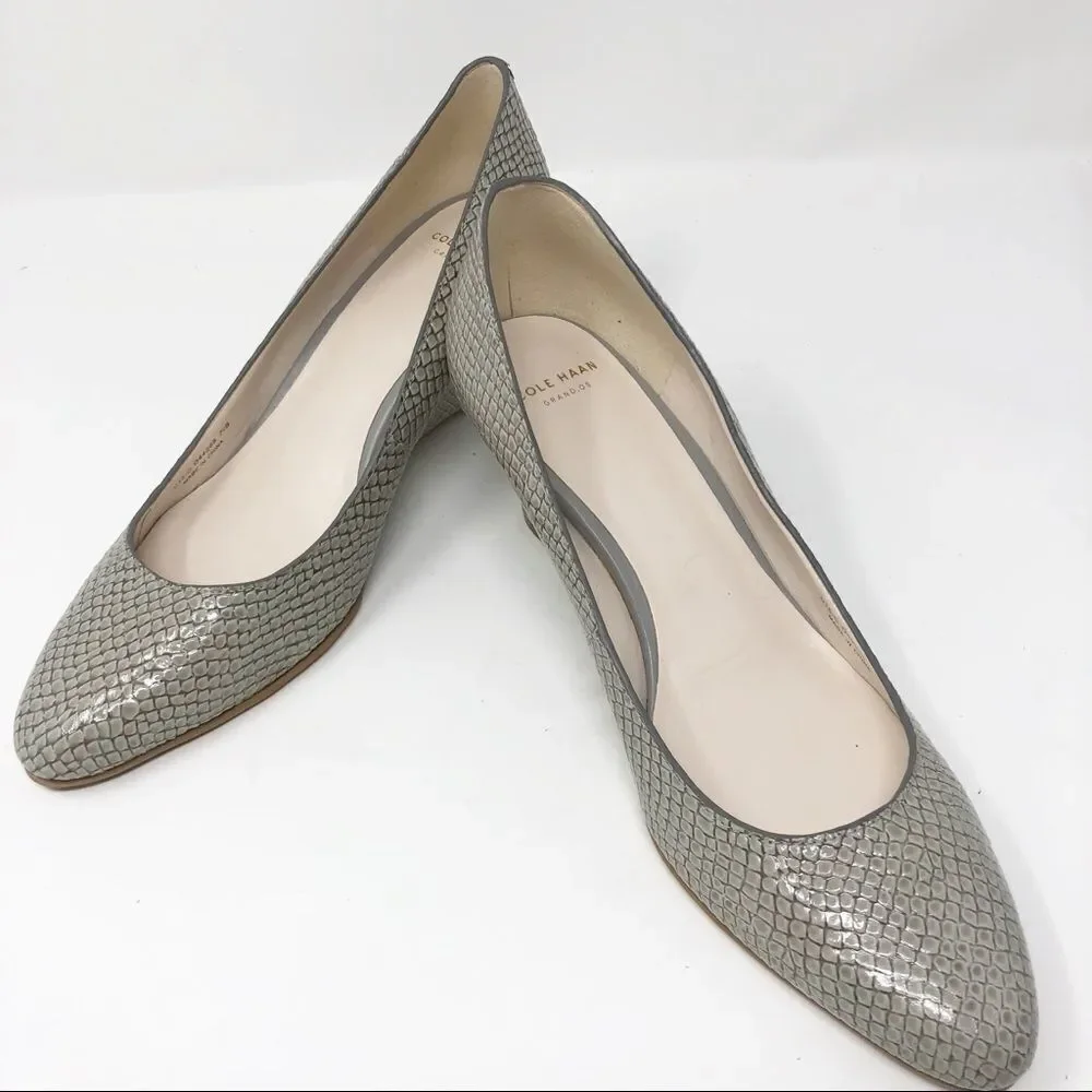 COLE HAAN | Gray Reptile Wedge Heels